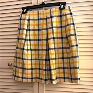 Trussardi Jeans Italian Designer Plaid Yellow Black Skirt NWT Size 40